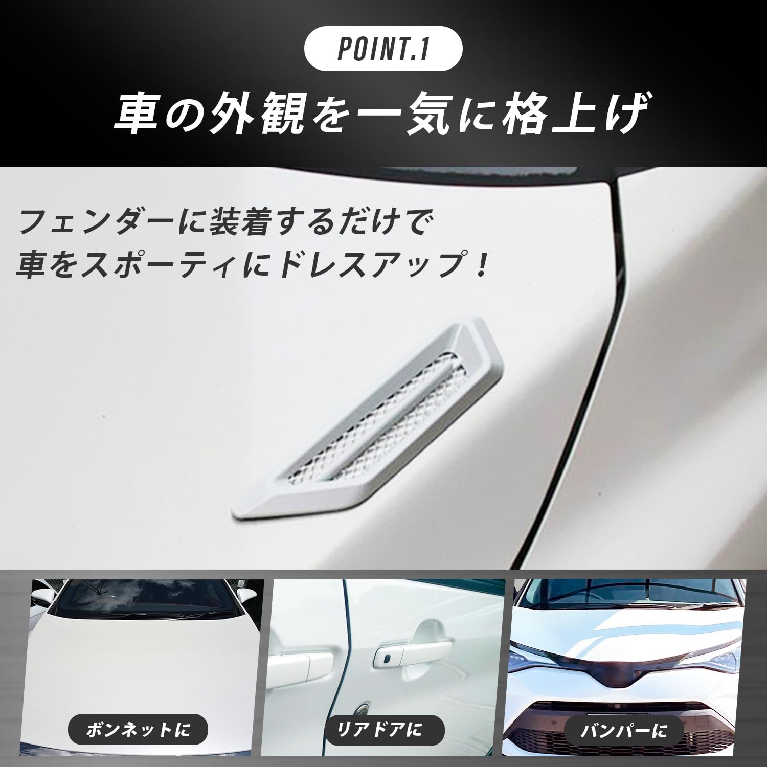 Amazon | Archnote ダミー ダクト 車 汎用 フェンダー サイド エアロ